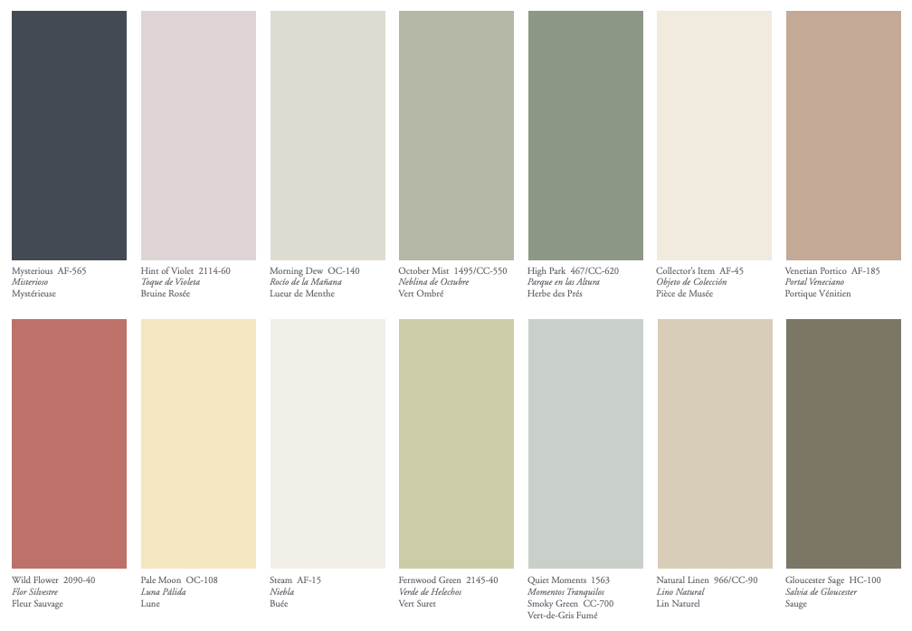 2022 Benjamin Moore Paint Color Trends Palette