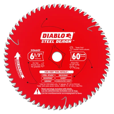 6 1 2 x 60 teeth steel demon saw blade for thin metal