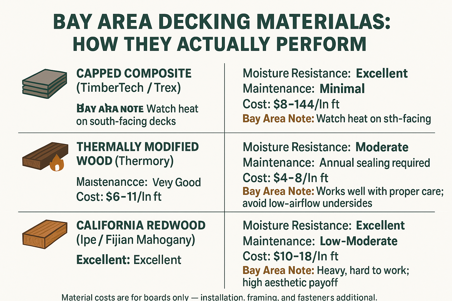 Which Decking Material Actually Holds Up in Bay Area Weather?